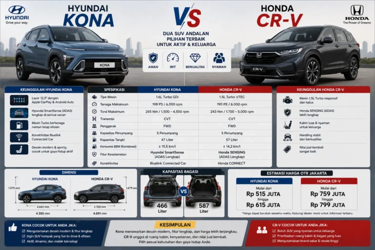 Hyundai Kona vs Honda CR-V: Perbandingan SUV Electric vs Hybrid Terbaik
