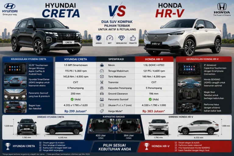 Hyundai Creta vs Honda HR-V: Perbandingan Lengkap SUV Kompak Terbaik